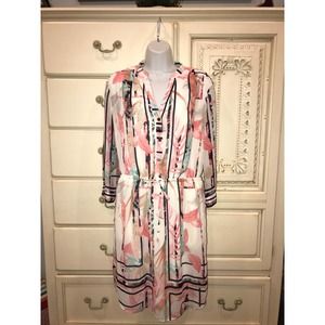Vince Camuto Boho Print Chiffon Dress Sz 8 NWOT